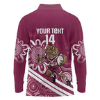 QLD Maroons Rugby Custom Long Sleeve Polo Shirt Go Cane toads Aboriginal Art
