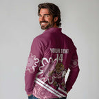 QLD Maroons Rugby Custom Long Sleeve Polo Shirt Go Cane toads Aboriginal Art