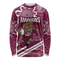 QLD Maroons Rugby Custom Long Sleeve Shirt Go Cane toads Aboriginal Art