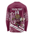QLD Maroons Rugby Custom Long Sleeve Shirt Go Cane toads Aboriginal Art