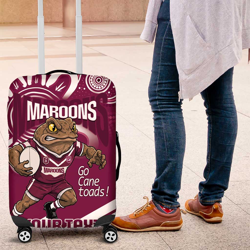 QLD Maroons Rugby Custom Luggage Cover Go Cane toads Aboriginal Art