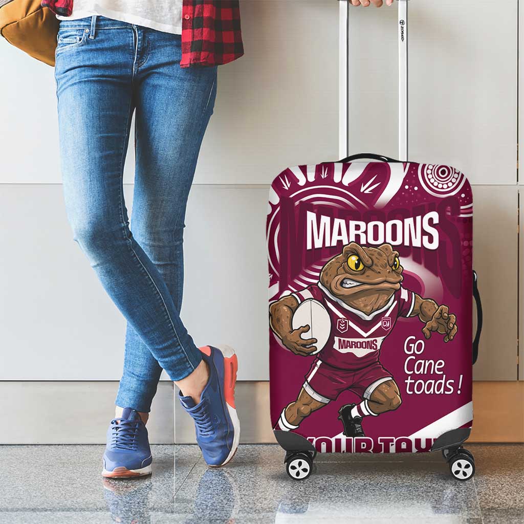 QLD Maroons Rugby Custom Luggage Cover Go Cane toads Aboriginal Art