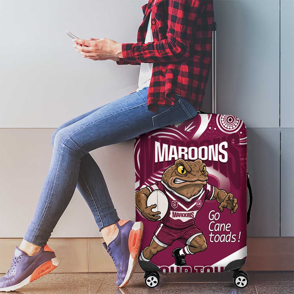 QLD Maroons Rugby Custom Luggage Cover Go Cane toads Aboriginal Art
