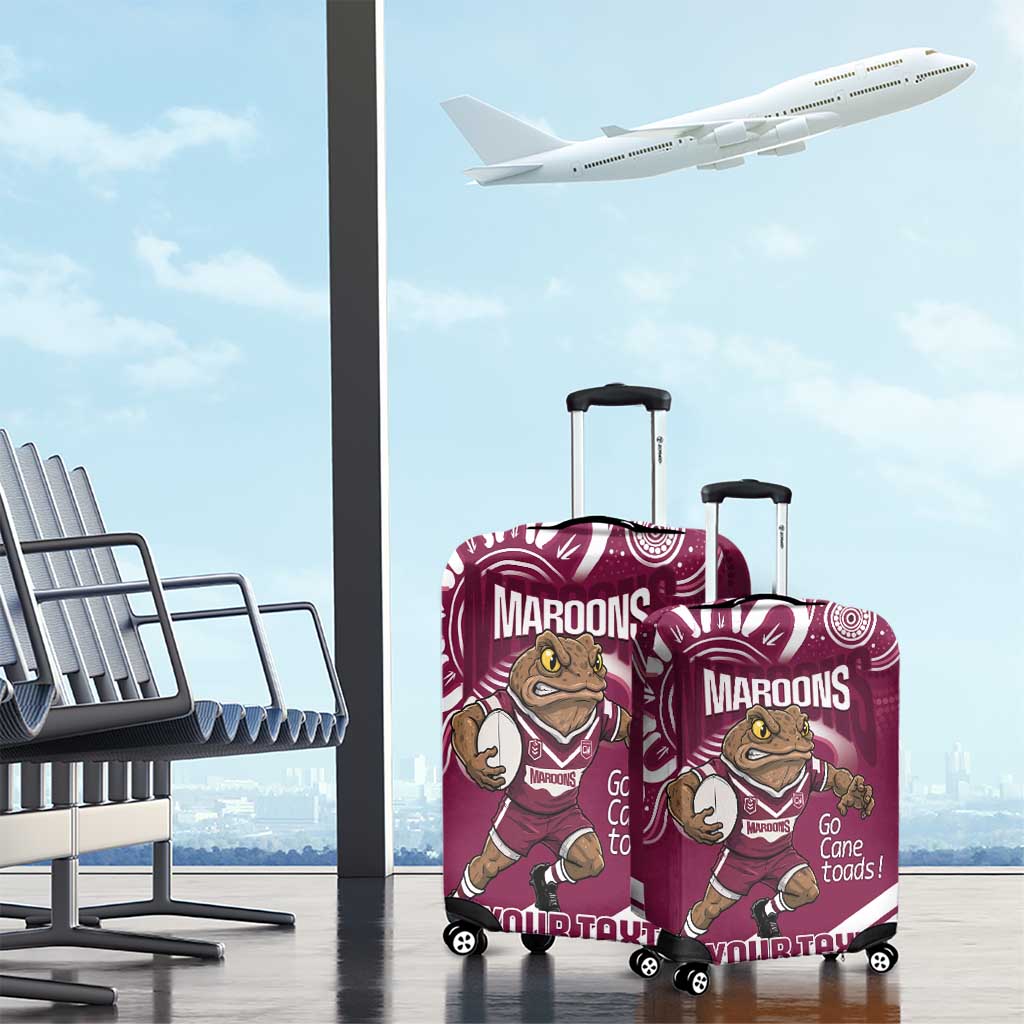 QLD Maroons Rugby Custom Luggage Cover Go Cane toads Aboriginal Art