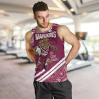 QLD Maroons Rugby Custom Men Tank Top Go Cane toads Aboriginal Art
