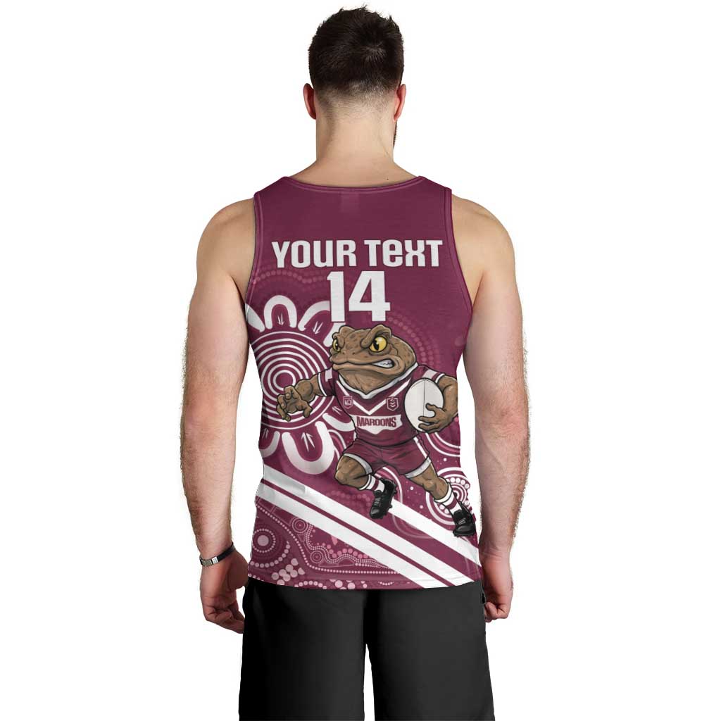 QLD Maroons Rugby Custom Men Tank Top Go Cane toads Aboriginal Art
