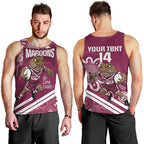 QLD Maroons Rugby Custom Men Tank Top Go Cane toads Aboriginal Art