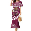 QLD Maroons Rugby Custom Mermaid Dress Go Cane toads Aboriginal Art