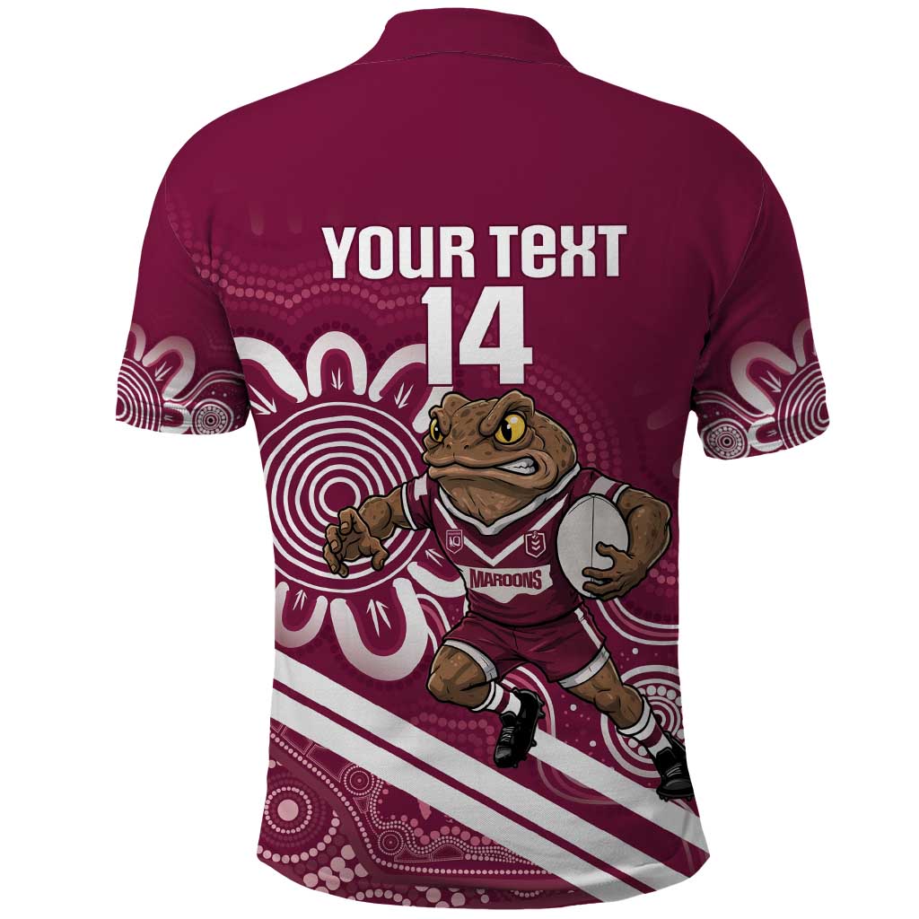 QLD Maroons Rugby Custom Polo Shirt Go Cane toads Aboriginal Art