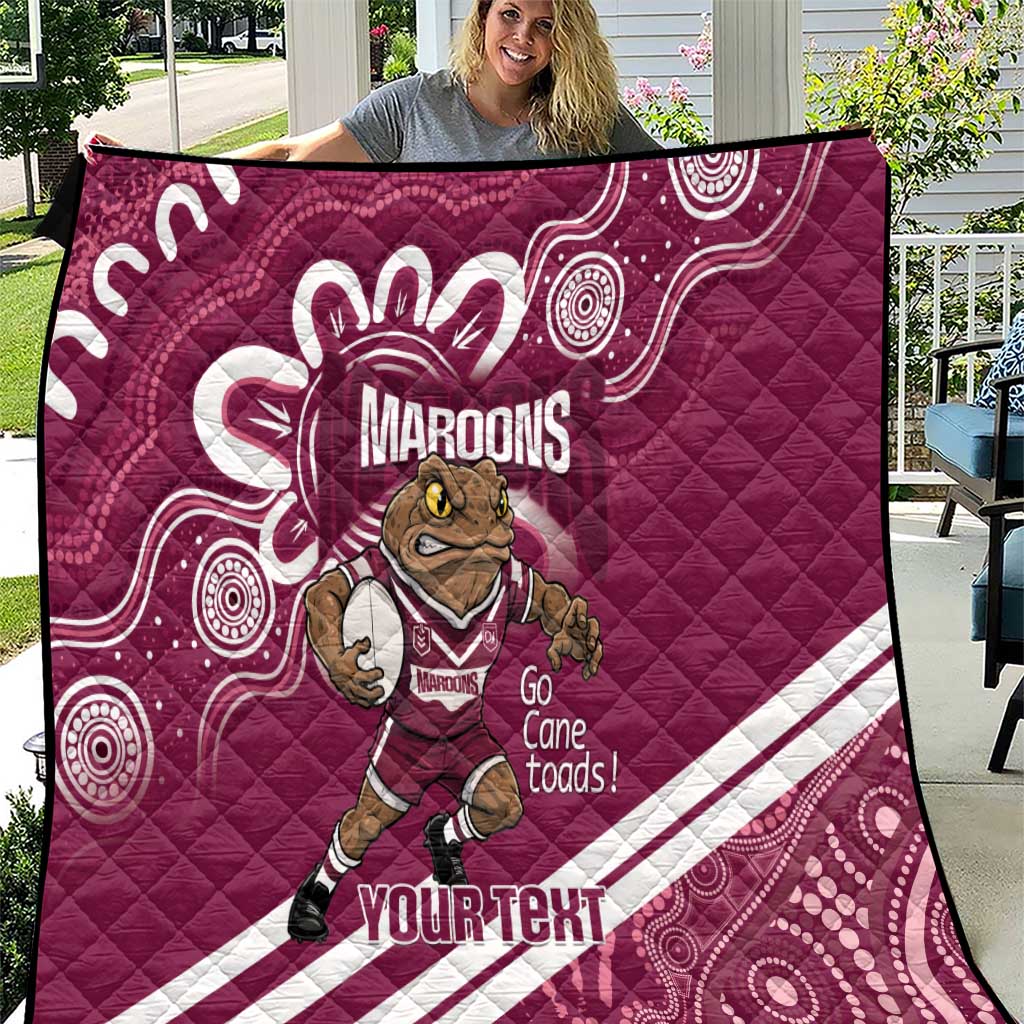 QLD Maroons Rugby Custom Quilt Go Cane toads Aboriginal Art