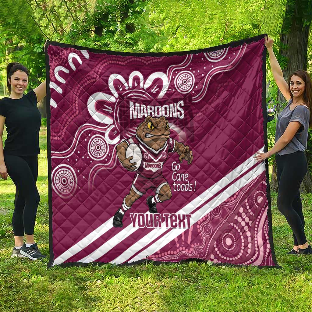 QLD Maroons Rugby Custom Quilt Go Cane toads Aboriginal Art