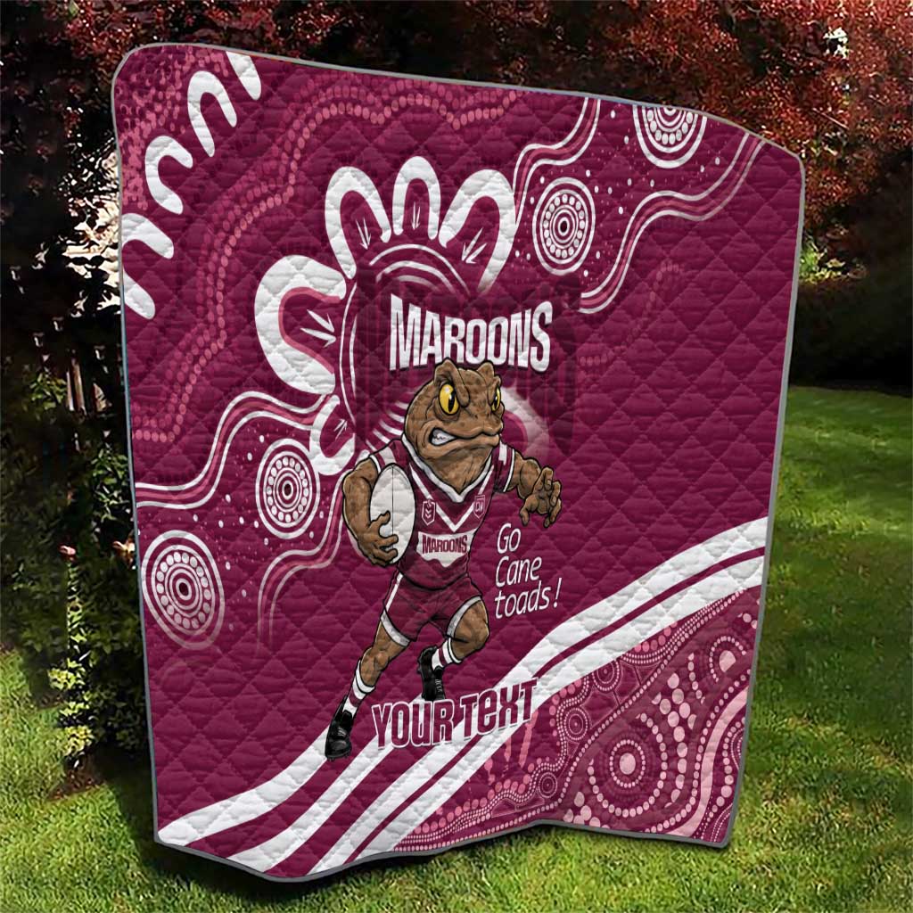 QLD Maroons Rugby Custom Quilt Go Cane toads Aboriginal Art