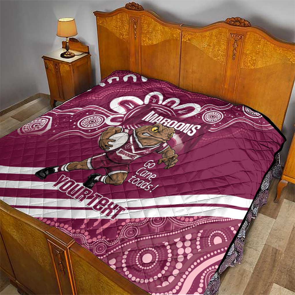 QLD Maroons Rugby Custom Quilt Go Cane toads Aboriginal Art