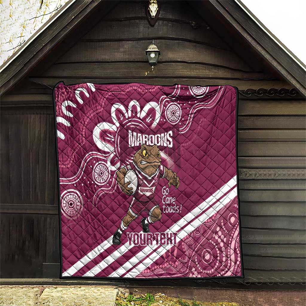 QLD Maroons Rugby Custom Quilt Go Cane toads Aboriginal Art