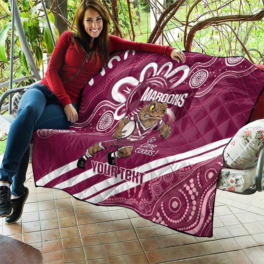 QLD Maroons Rugby Custom Quilt Go Cane toads Aboriginal Art