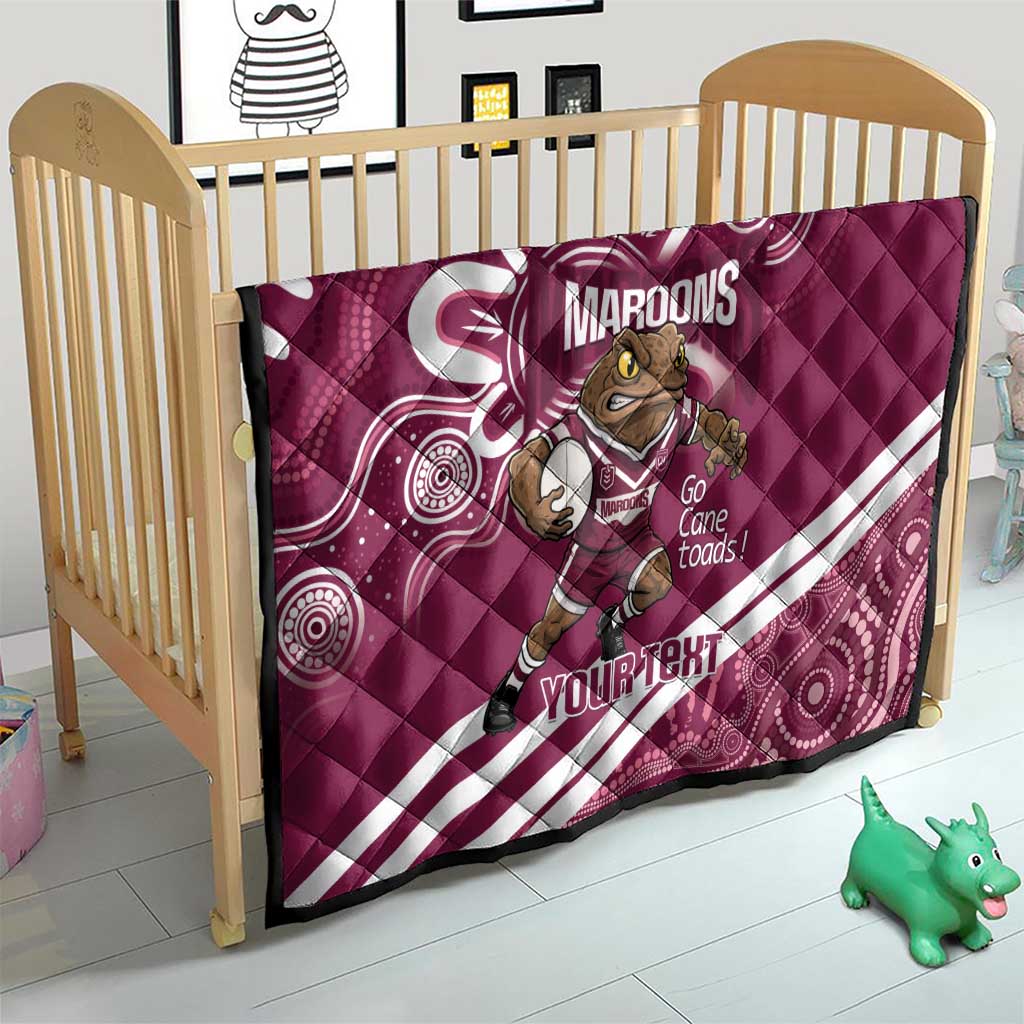 QLD Maroons Rugby Custom Quilt Go Cane toads Aboriginal Art