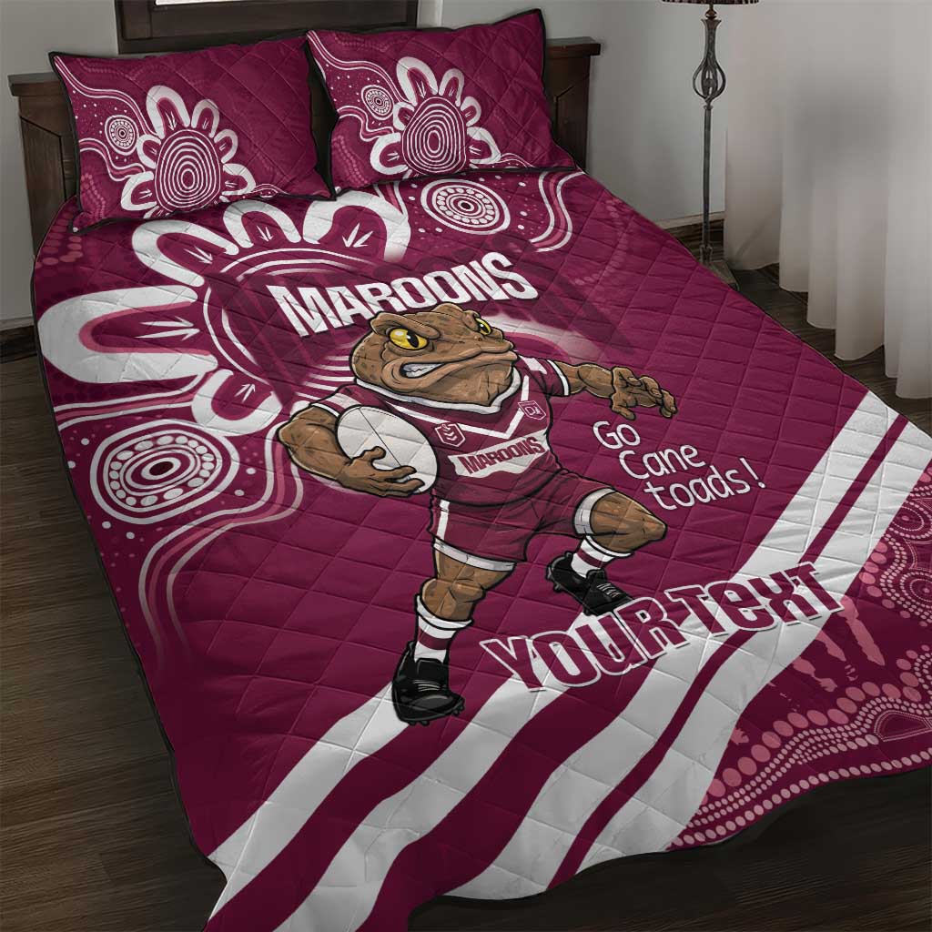 QLD Maroons Rugby Custom Quilt Bed Set Go Cane toads Aboriginal Art