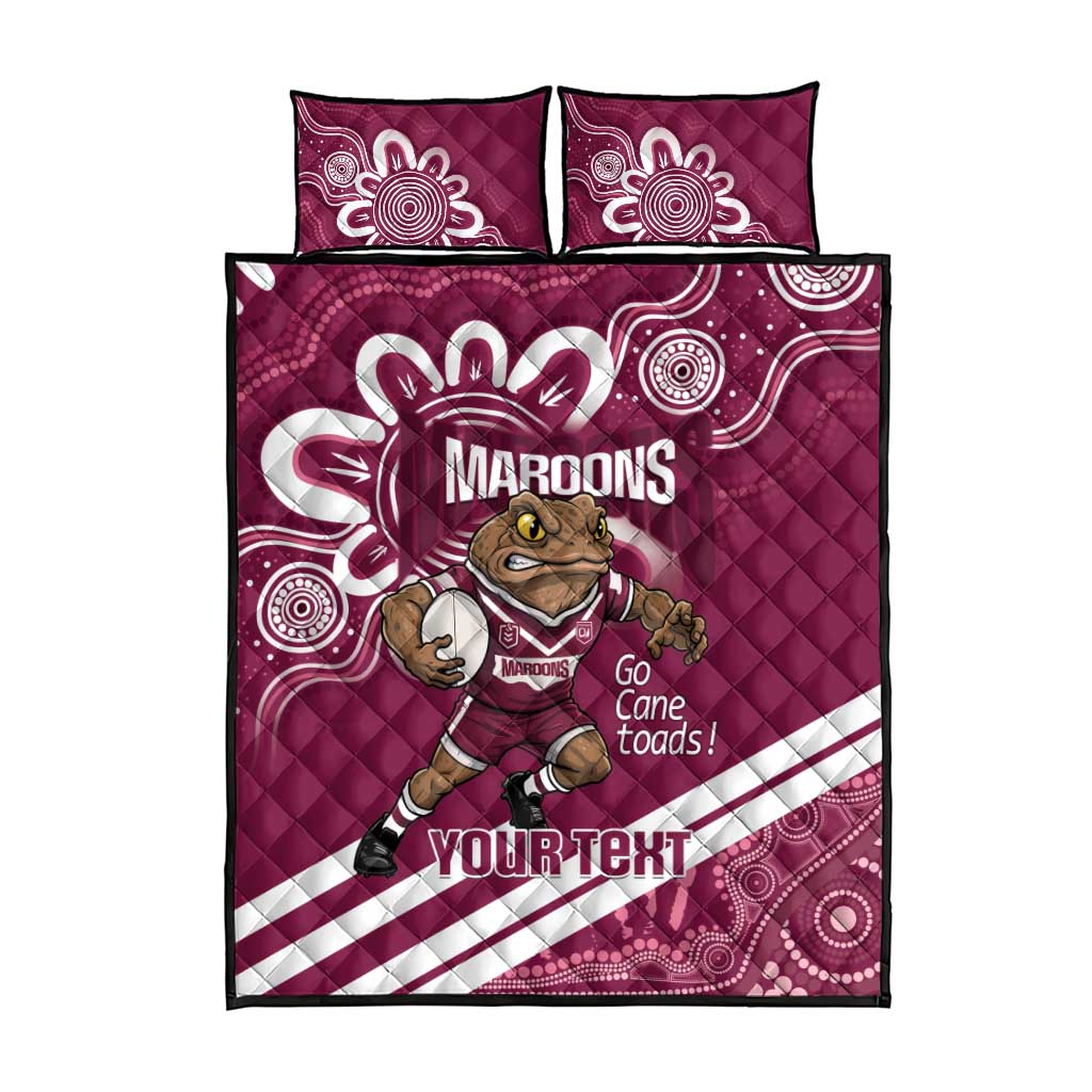 QLD Maroons Rugby Custom Quilt Bed Set Go Cane toads Aboriginal Art