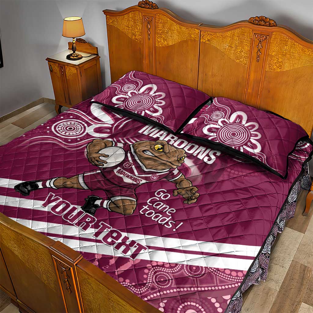 QLD Maroons Rugby Custom Quilt Bed Set Go Cane toads Aboriginal Art
