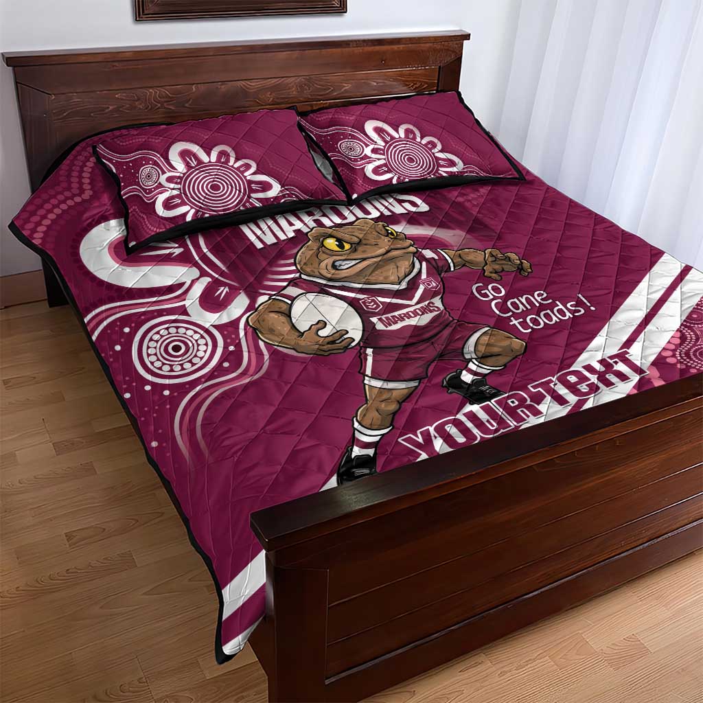 QLD Maroons Rugby Custom Quilt Bed Set Go Cane toads Aboriginal Art