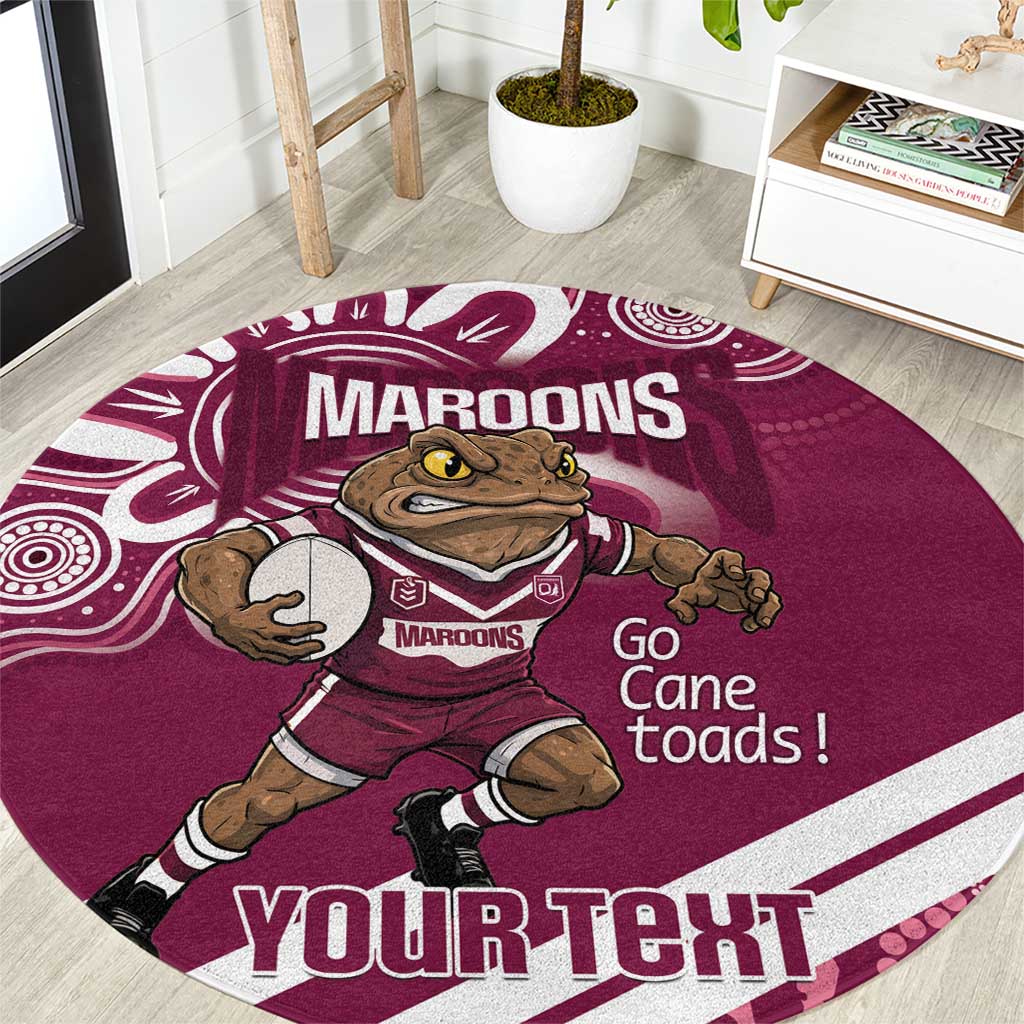 QLD Maroons Rugby Custom Round Carpet Go Cane toads Aboriginal Art