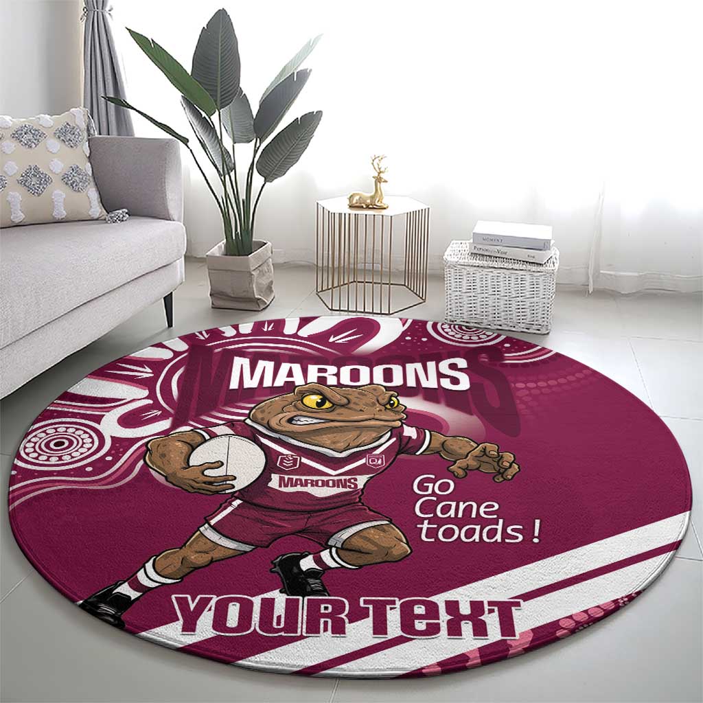 QLD Maroons Rugby Custom Round Carpet Go Cane toads Aboriginal Art