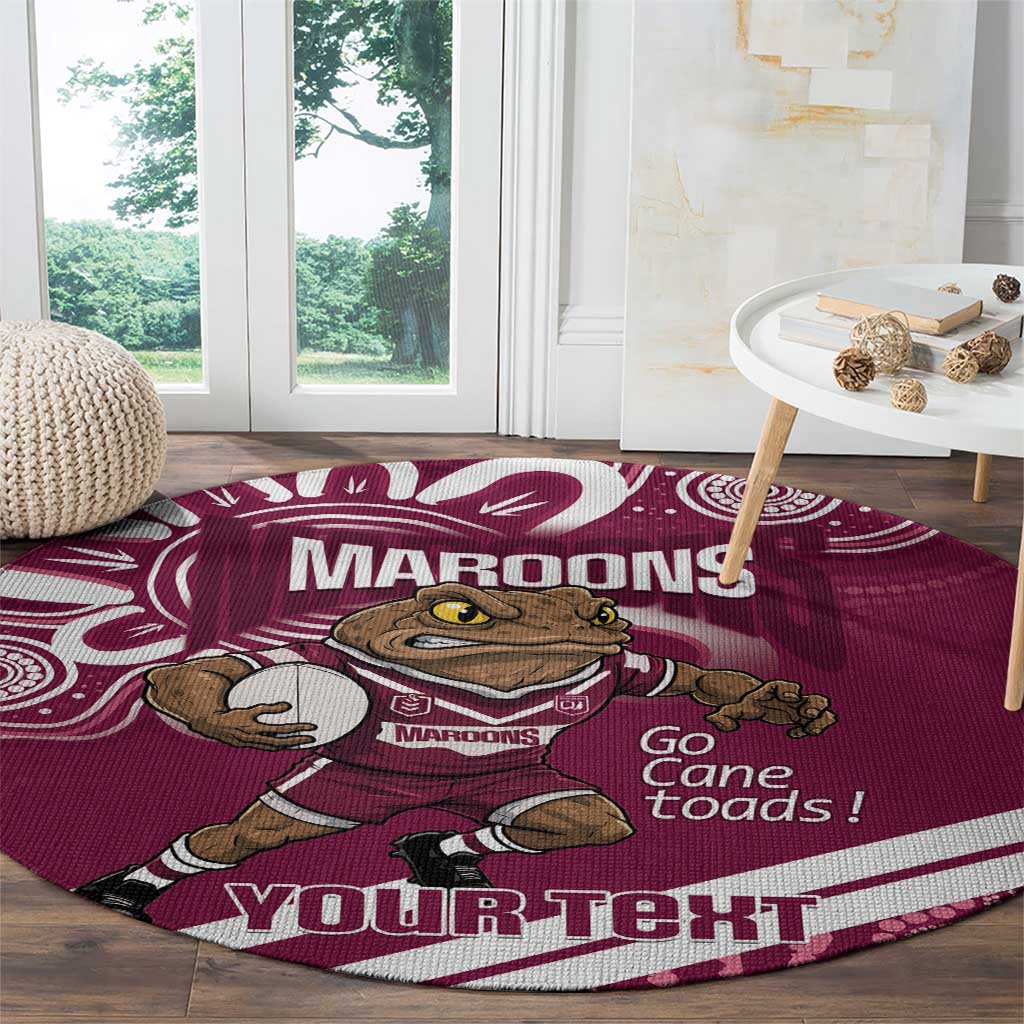 QLD Maroons Rugby Custom Round Carpet Go Cane toads Aboriginal Art
