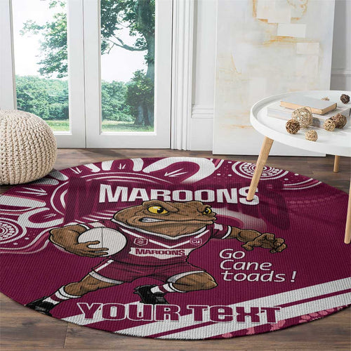 QLD Maroons Rugby Custom Round Carpet Go Cane toads Aboriginal Art