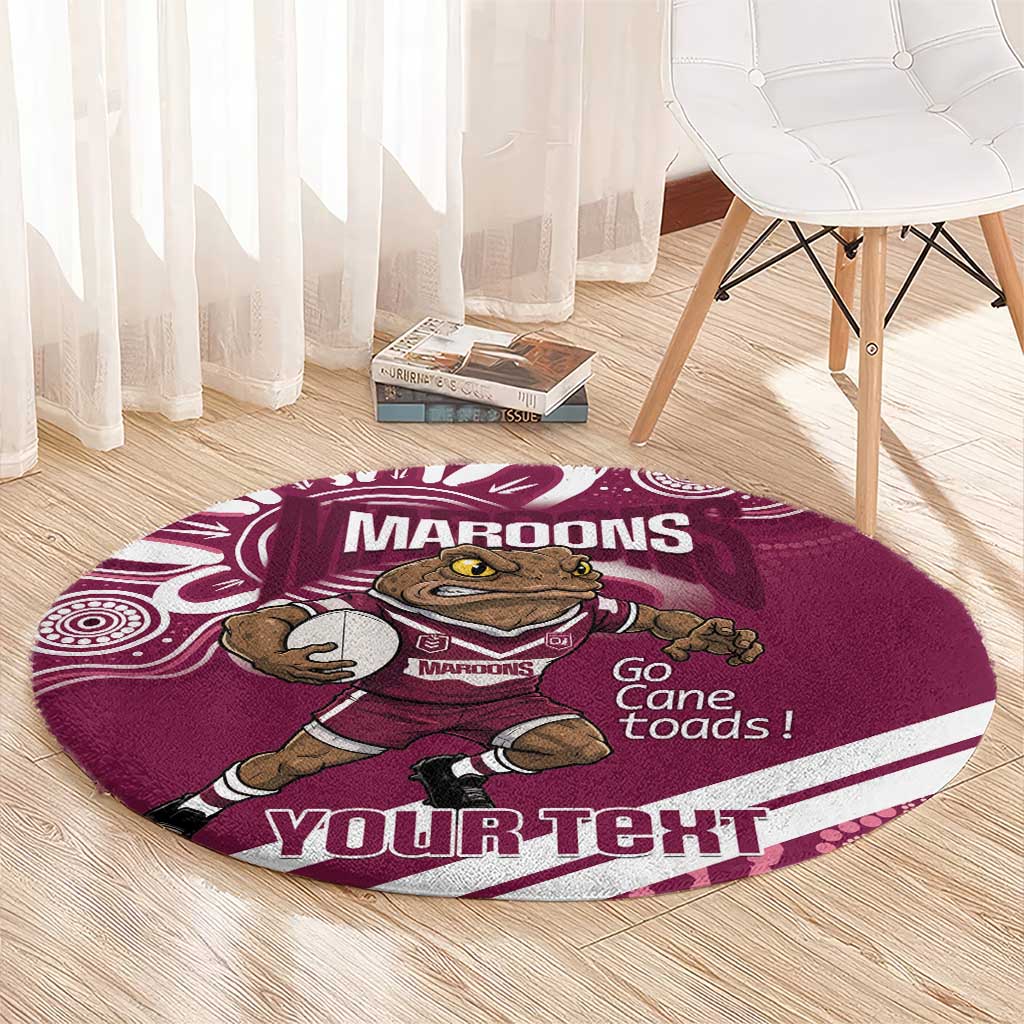 QLD Maroons Rugby Custom Round Carpet Go Cane toads Aboriginal Art