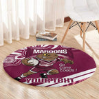 QLD Maroons Rugby Custom Round Carpet Go Cane toads Aboriginal Art