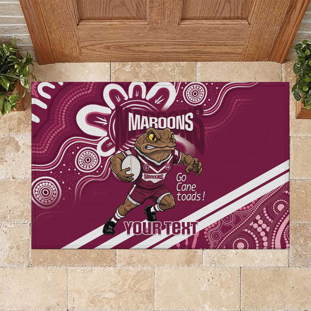 QLD Maroons Rugby Custom Rubber Doormat Go Cane toads Aboriginal Art