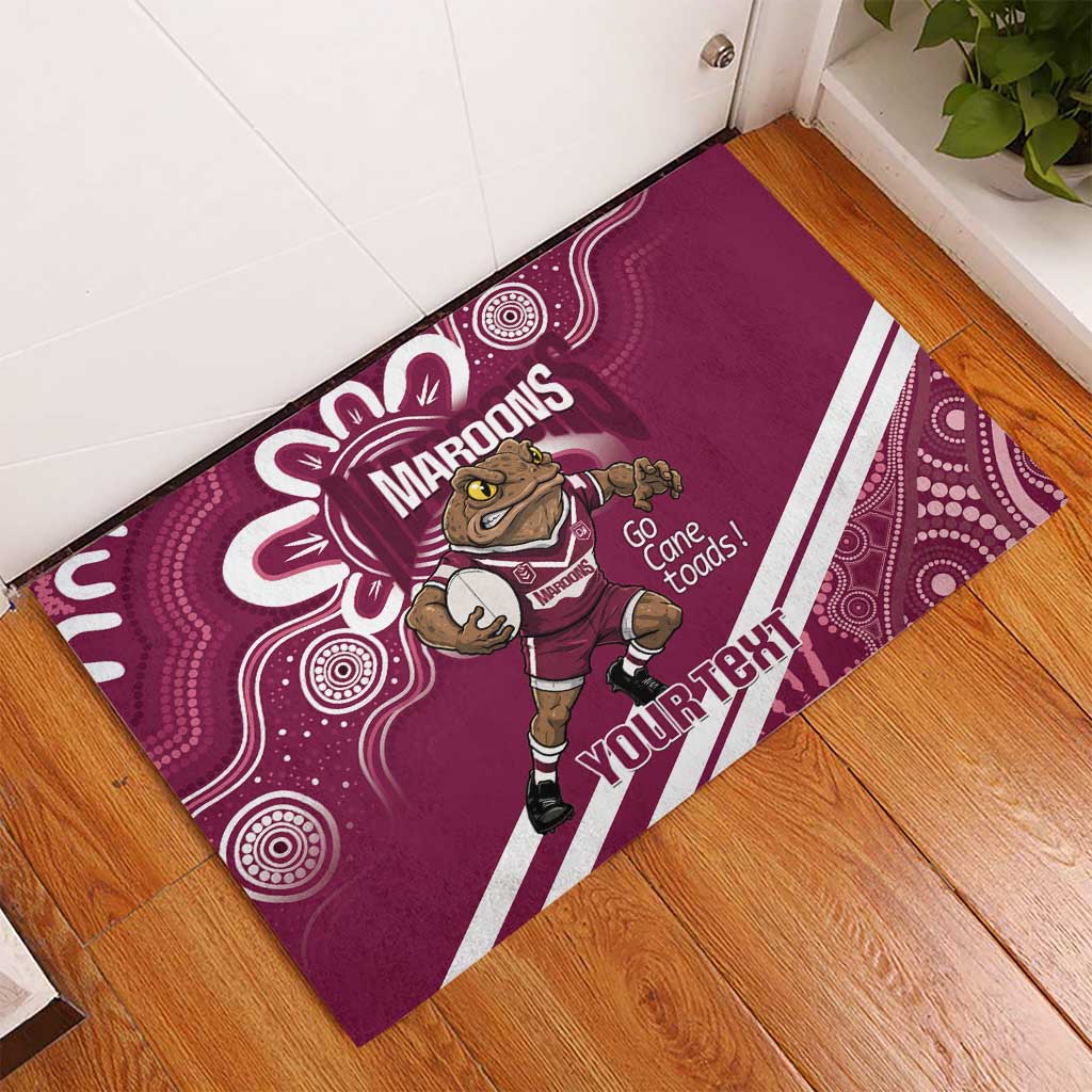 QLD Maroons Rugby Custom Rubber Doormat Go Cane toads Aboriginal Art