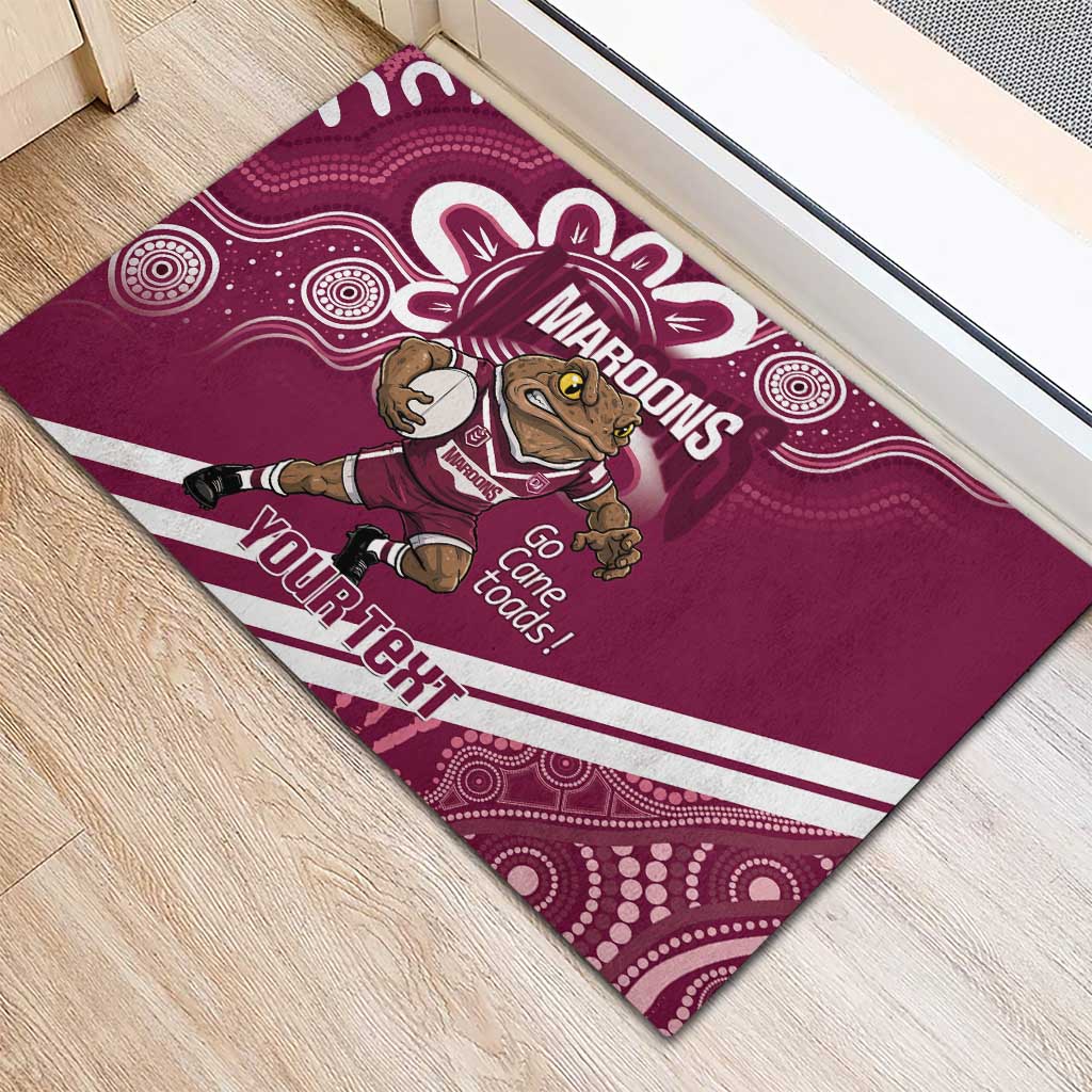QLD Maroons Rugby Custom Rubber Doormat Go Cane toads Aboriginal Art