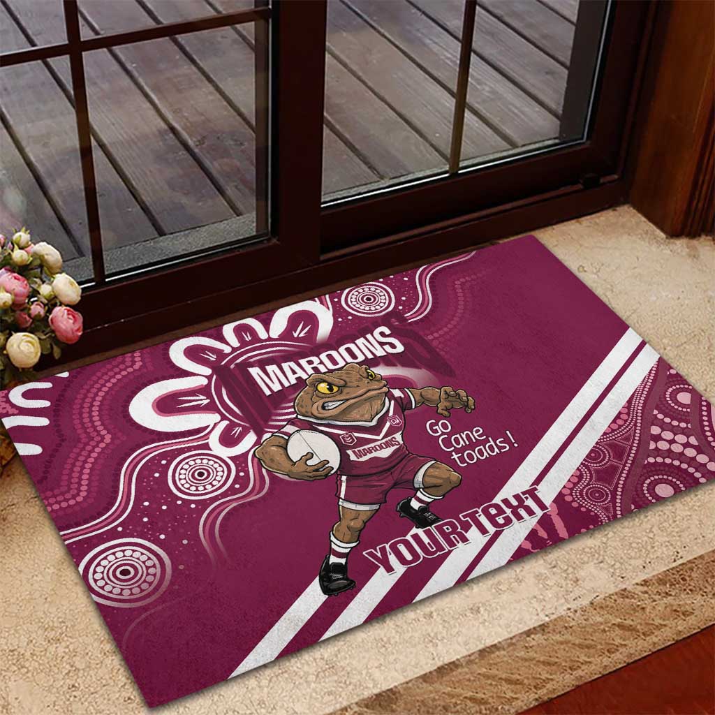 QLD Maroons Rugby Custom Rubber Doormat Go Cane toads Aboriginal Art