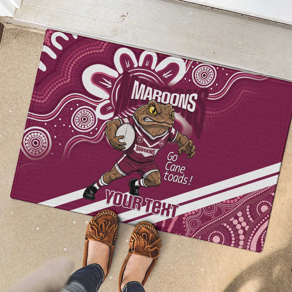 QLD Maroons Rugby Custom Rubber Doormat Go Cane toads Aboriginal Art
