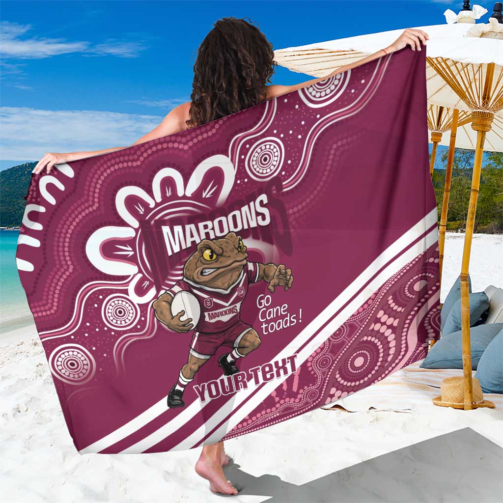 QLD Maroons Rugby Custom Sarong Go Cane toads Aboriginal Art