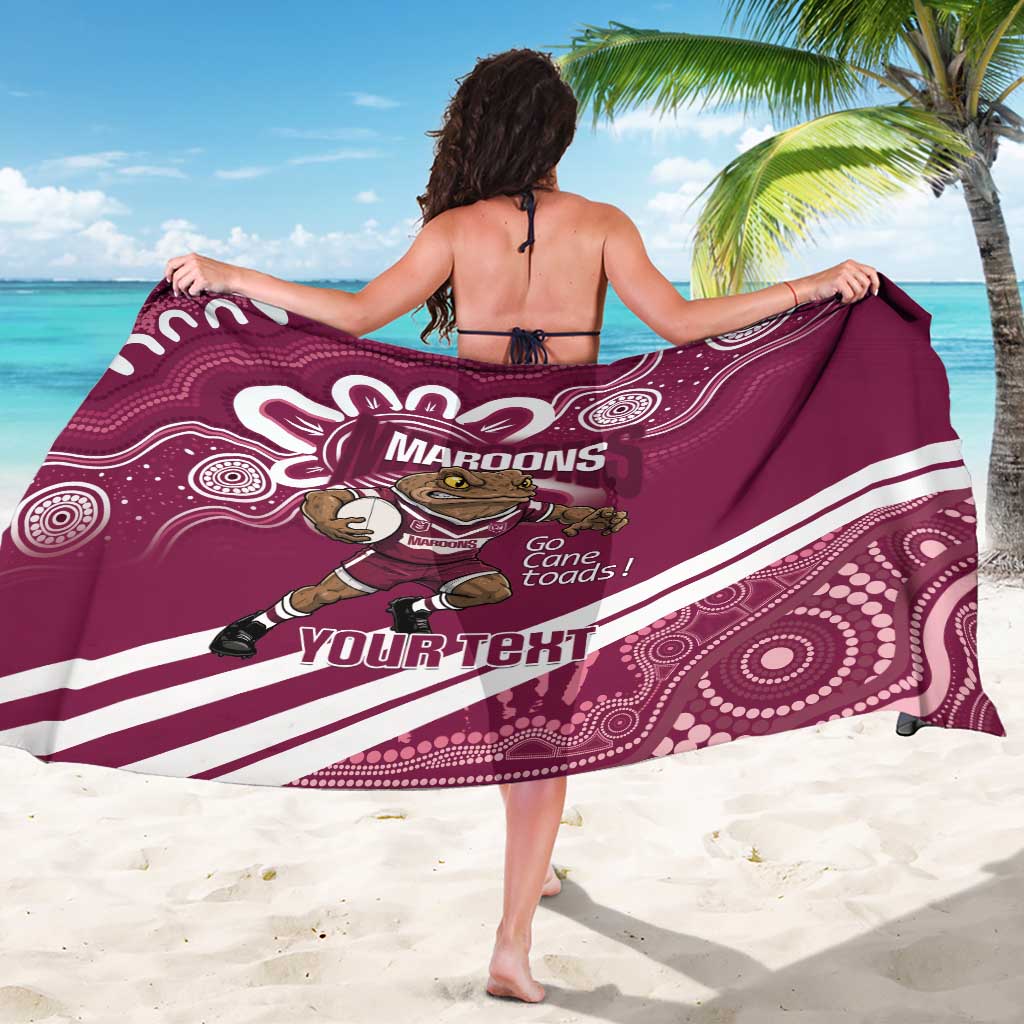 QLD Maroons Rugby Custom Sarong Go Cane toads Aboriginal Art