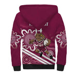 QLD Maroons Rugby Custom Sherpa Hoodie Go Cane toads Aboriginal Art