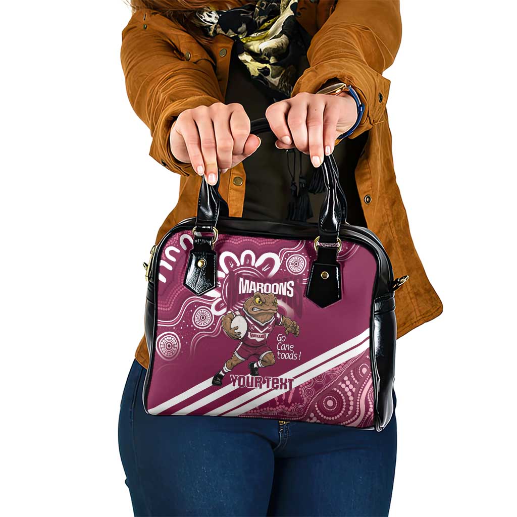QLD Maroons Rugby Custom Shoulder Handbag Go Cane toads Aboriginal Art
