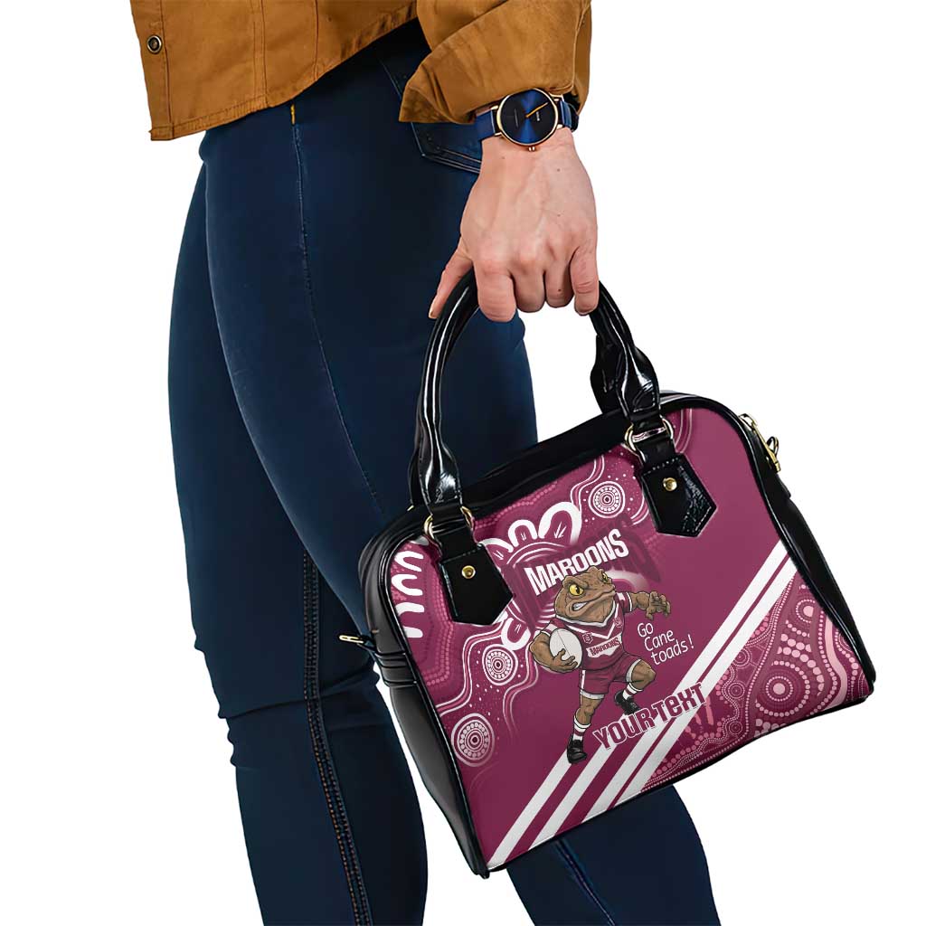 QLD Maroons Rugby Custom Shoulder Handbag Go Cane toads Aboriginal Art
