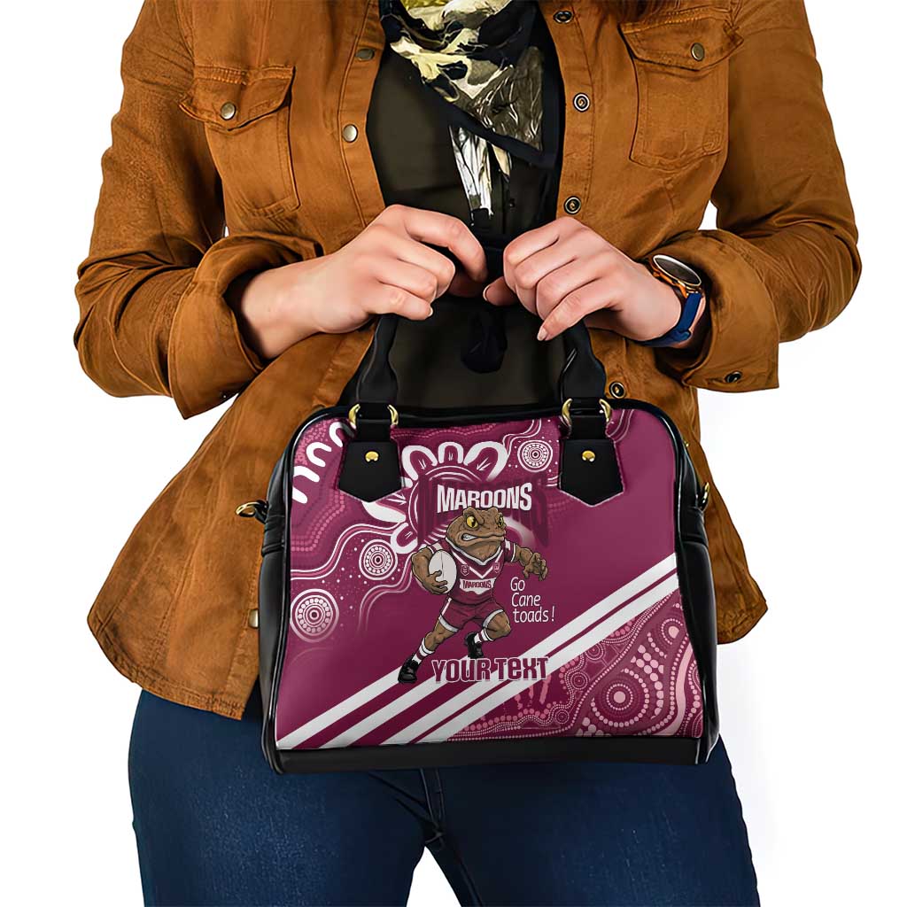 QLD Maroons Rugby Custom Shoulder Handbag Go Cane toads Aboriginal Art