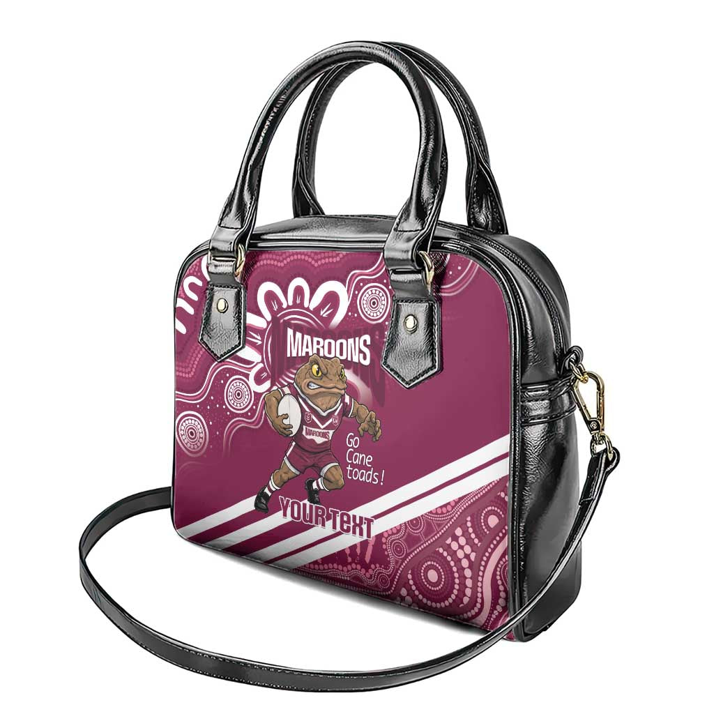QLD Maroons Rugby Custom Shoulder Handbag Go Cane toads Aboriginal Art