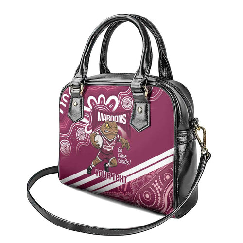 QLD Maroons Rugby Custom Shoulder Handbag Go Cane toads Aboriginal Art