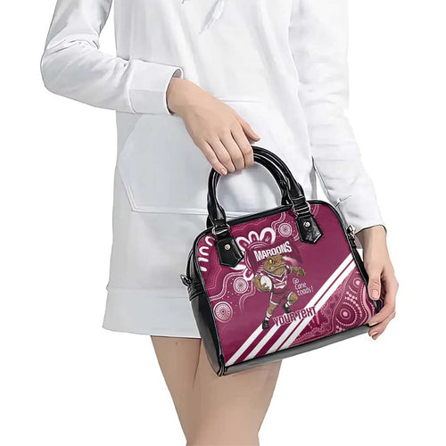 QLD Maroons Rugby Custom Shoulder Handbag Go Cane toads Aboriginal Art