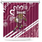 QLD Maroons Rugby Custom Shower Curtain Go Cane toads Aboriginal Art
