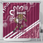 QLD Maroons Rugby Custom Shower Curtain Go Cane toads Aboriginal Art
