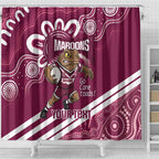 QLD Maroons Rugby Custom Shower Curtain Go Cane toads Aboriginal Art