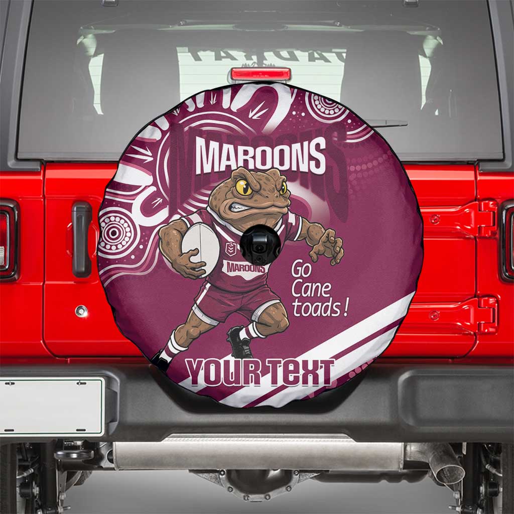 QLD Maroons Rugby Custom Spare Tire Cover Go Cane toads Aboriginal Art
