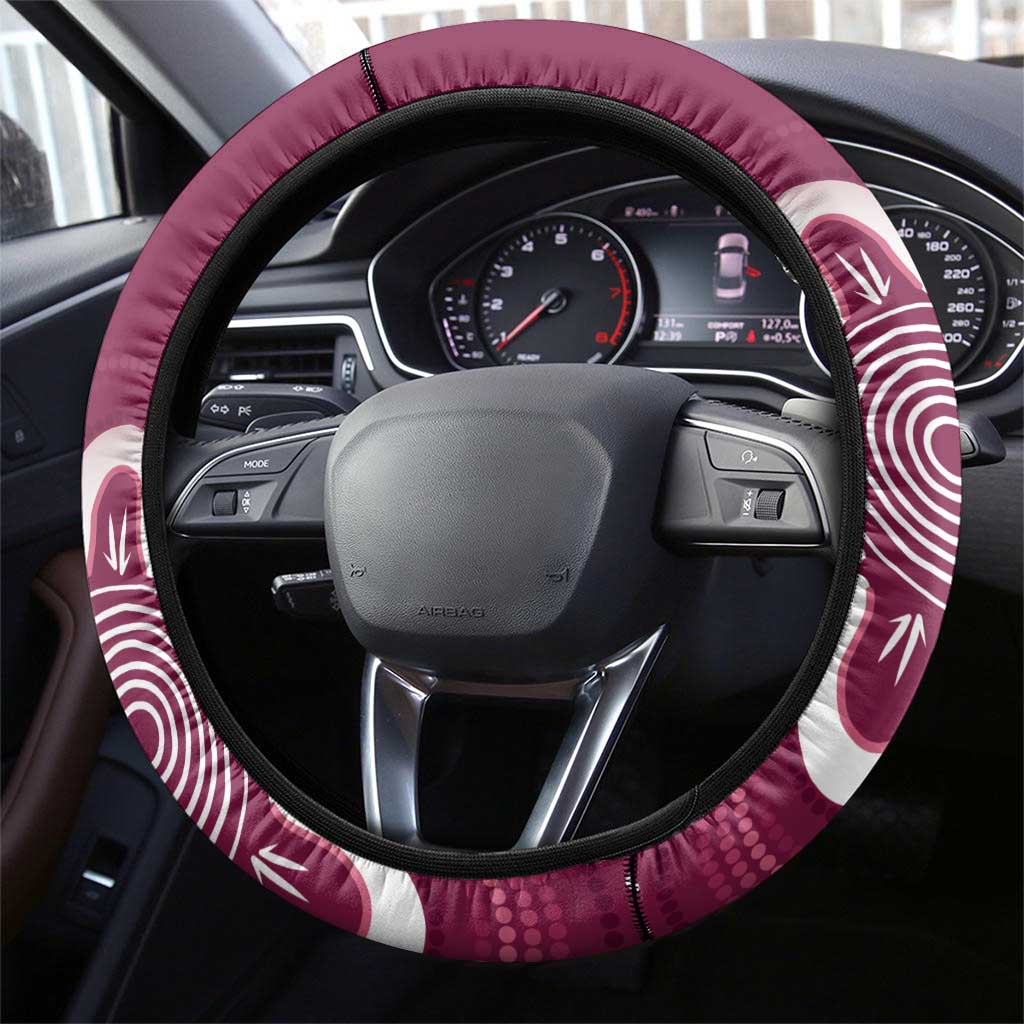 QLD Maroons Rugby Steering Wheel Cover Go Cane toads Aboriginal Art