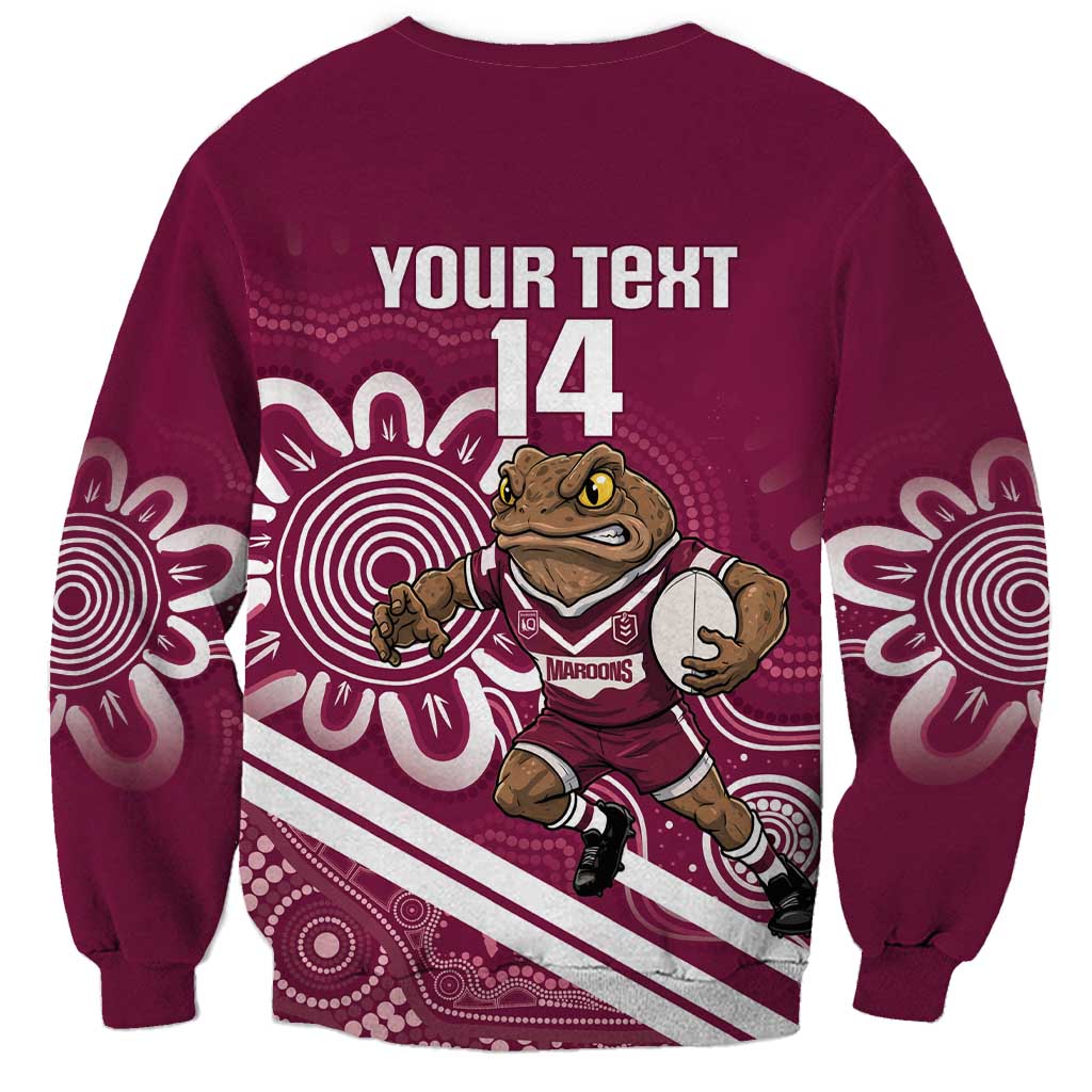 QLD Maroons Rugby Custom Sweatshirt Go Cane toads Aboriginal Art
